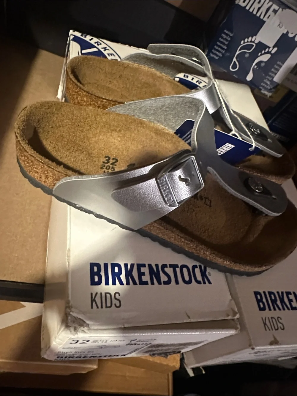 Birkenstock Gizeh Kids Metallic Silver Thong Sandals euro 32/US 1